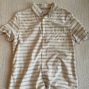 Men's Striped Short Sleeve Shirt - Cream and Gray